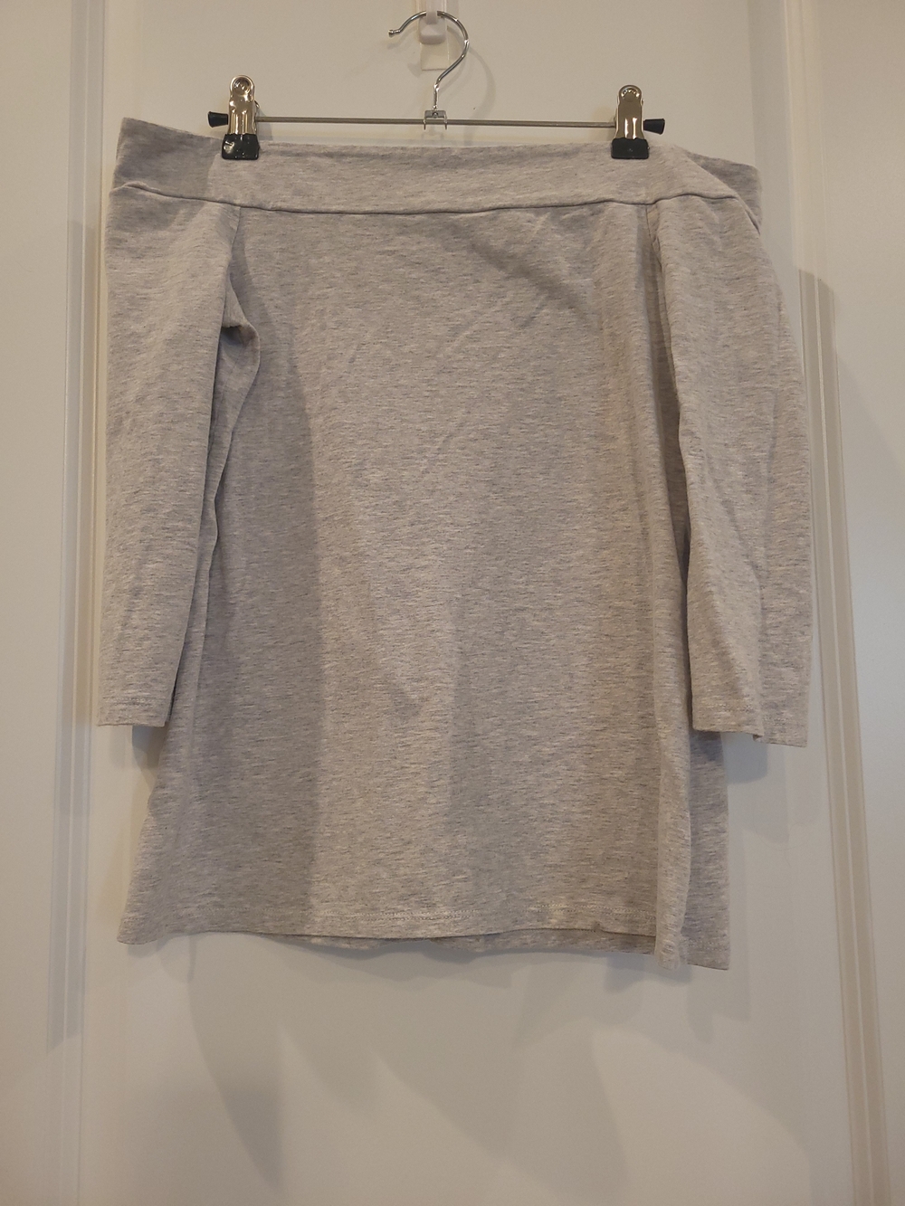 LOFT Light Heather Gray Knit Off the Shoulder Top